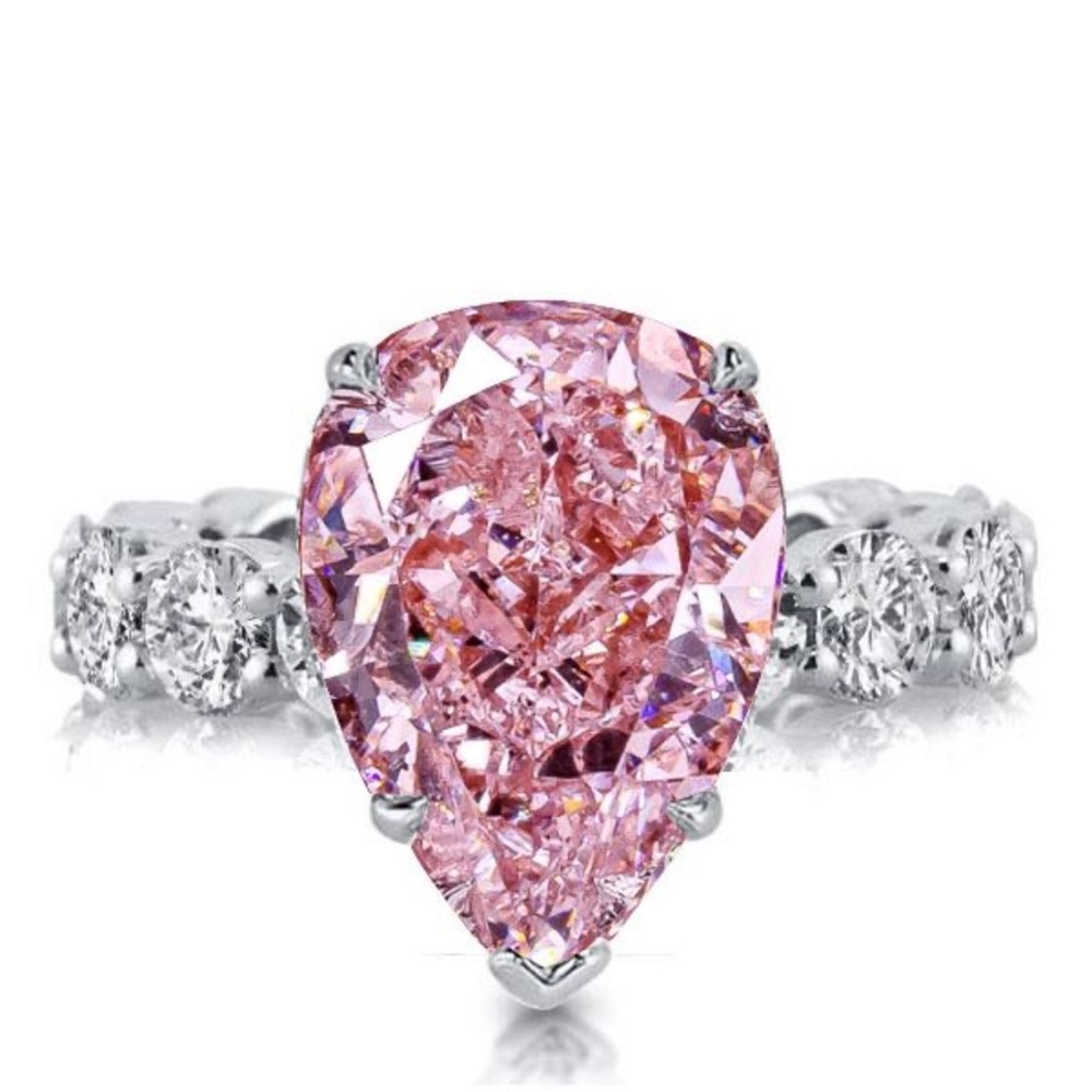 Pink Sapphire Pear Cut Engagement Affordable Promise Ring 925 Sterling S…